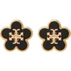 Tory Burch Two-tone Metal And Enamel Kira Earrings In Tory Gold/black