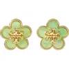 Tory Burch Flower Stud Earrings In Tory Gold/green