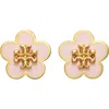 Tory Burch Flower Stud Earrings In Tory Gold/orchid Pink