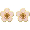 Tory Burch Kira Enamel Flower Stud Earring In Tory Gold/orchid Pink