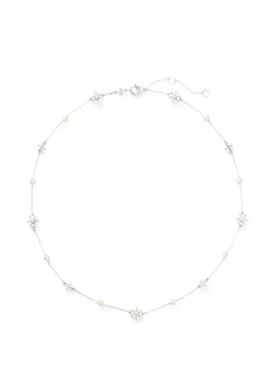 Tory Burch Flower-pendant Necklace In Silver