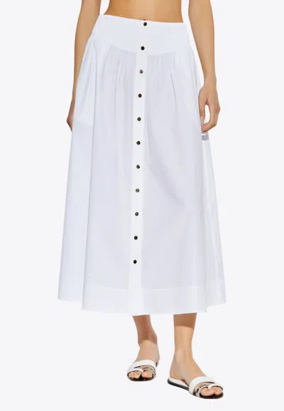Tory Burch Flowy Midi Skirt In White