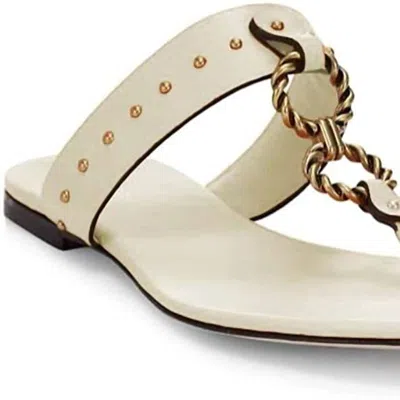 Tory Burch Footwear Vintage Plaque Leather Thong Sandals In White
