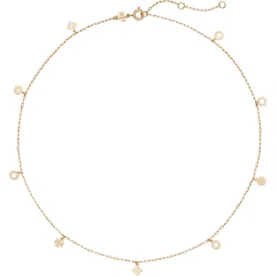 Tory Burch Forget Me Not Charm Station Necklace In Brown