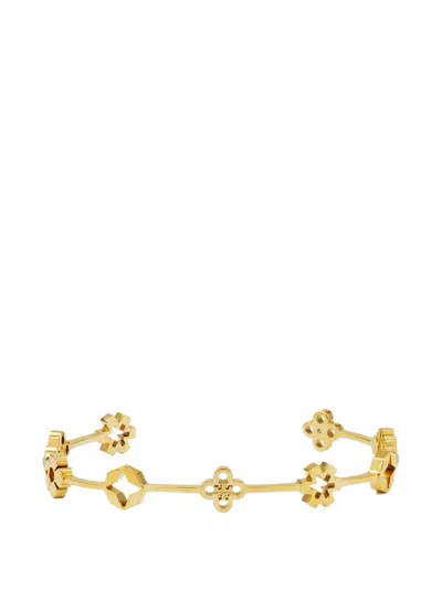 Tory Burch Forget Me Not Clover Cuff Bracelet In Gold