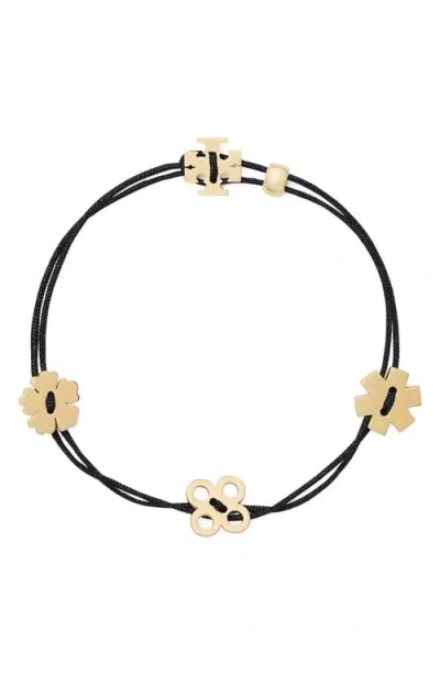 Tory Burch Forget Me Not Cord Bracelet In Black