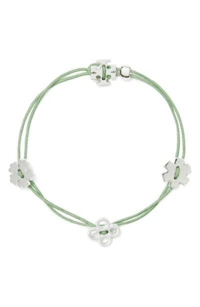 Tory Burch Forget Me Not Cord Bracelet In Green