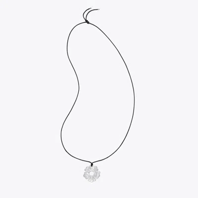 Tory Burch Forget Me Not Cord Necklace In Metallic