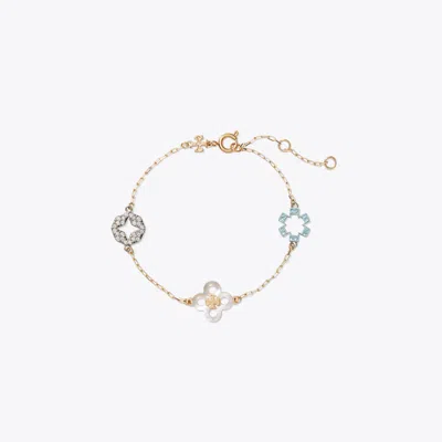 Tory Burch Forget Me Not Delicate Pavé Bracelet In Gold