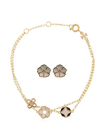 Tory Burch Forget Me Not Earrings And Bracelet Set In Gold