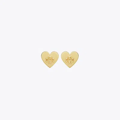 Tory Burch Forget Me Not Heart Stud Earrings In Gold