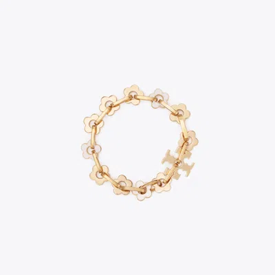 Tory Burch Forget Me Not Interlocking Bracelet In Gold