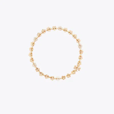 Tory Burch Forget Me Not Interlocking Necklace In Gold