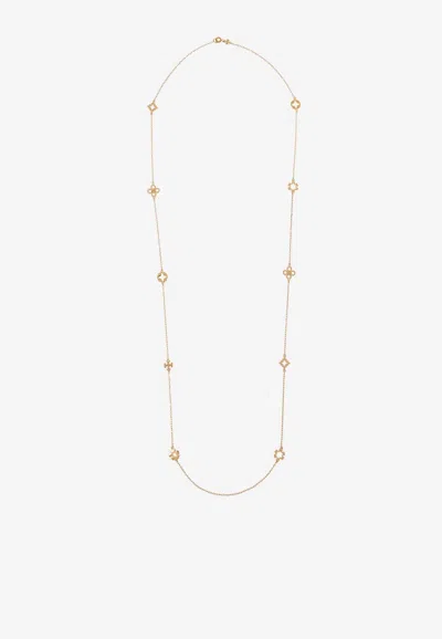 Tory Burch Forget Me Not Kira Logo Charm Necklace In Gold