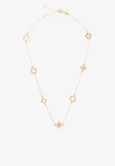 Tory Burch Forget Me Not Logo Charm Necklace In Gold