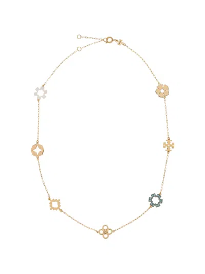 Tory Burch Forget Me Not Pavé Necklace In Gold