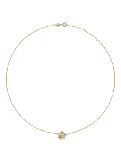 Tory Burch Forget Me Not Pavé Pendant Necklace In Gold