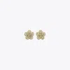 Tory Burch Forget Me Not Pavé Stud Earrings In Gold