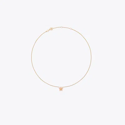 Tory Burch Forget Me Not Star Pendant Necklace In Gold