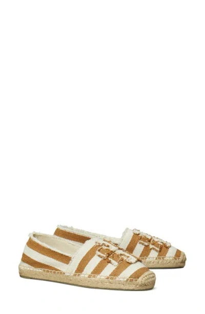 Tory Burch Fray Stripe Espadrille Flat In Gold