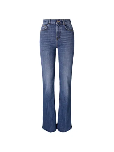 Tory Burch Frayed Bootcut Jeans In Blue
