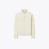 Tory Burch French Terry Logo Sleeve Half-zip Sweatshirt In White