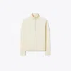 Tory Burch French Terry Logo Sleeve Half-zip Sweatshirt In Neutral
