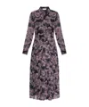 Tory Burch Pleated Floral-print Silk Midi Shirt Dress In Black