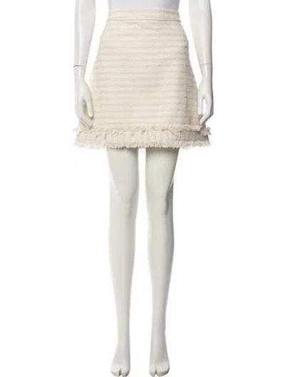 Pre-owned Tory Burch Fringe Trim Accent Mini Skirt In Neutral