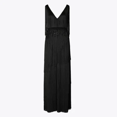 Tory Burch Fringe Viscose Dress In Black