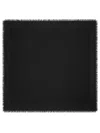 Tory Burch Fringed Edge Black Silk-cotton Blend Square Scarf