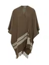 Tory Burch Fringed Poncho In Brown