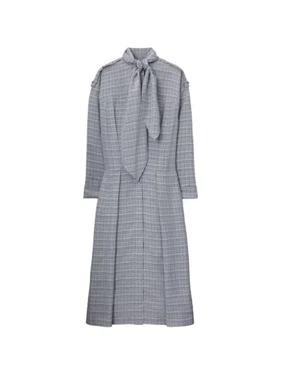 Tory Burch Front-tie Jacquard Shirtdress In Gray