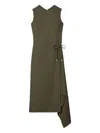 Tory Burch Wrap Asymmetrical Midi Dress In Green
