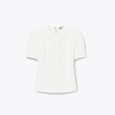 Tory Burch Funnel Neck Twill Tee In White