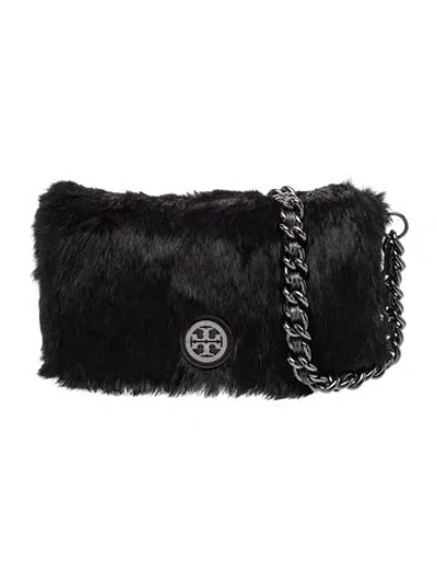 Pre-owned Tory Burch Fur Crossbody Bag In Black