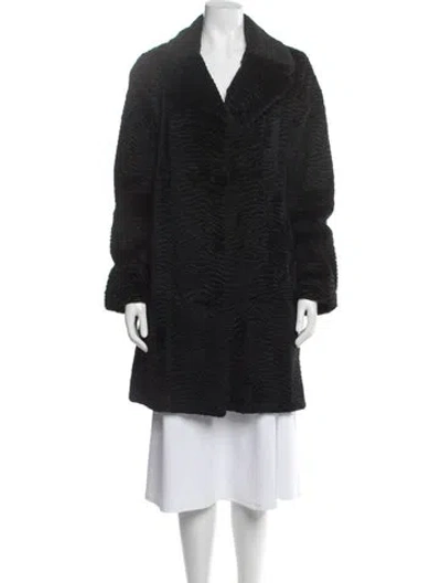 Pre-owned Tory Burch Fur Faux Fur Coat In Black