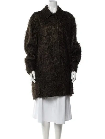 Pre-owned Tory Burch Fur Faux Fur Coat W/ Tags In Brown