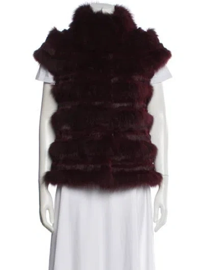 Pre-owned Tory Burch Fur Fur Jacket In Burgundy