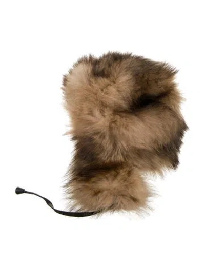 Pre-owned Tory Burch Fur Hat W/tags In Neutral