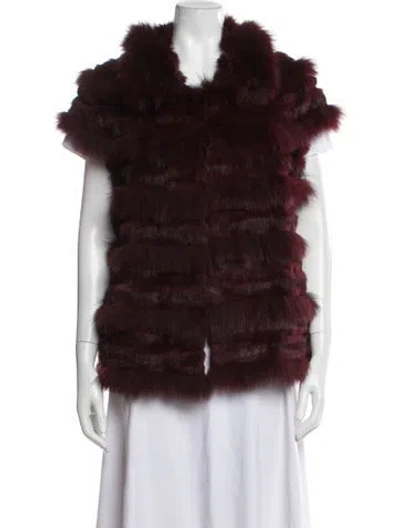 Pre-owned Tory Burch Fur Jacket In Burgundy