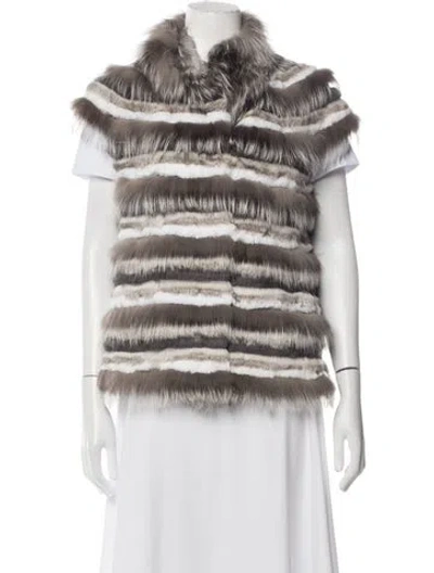 Pre-owned Tory Burch Fur Patterned Vest In Neutrals