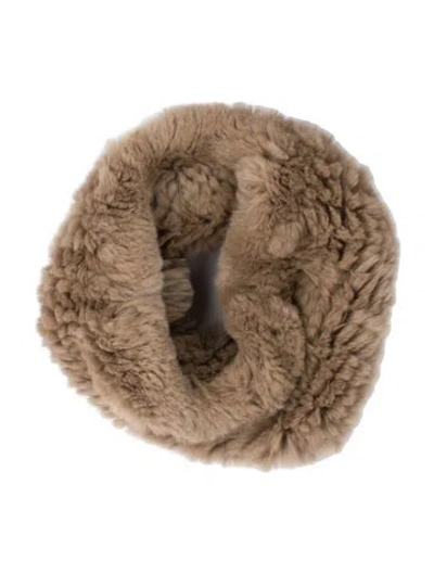 Pre-owned Tory Burch Fur Scarf In Neutrals