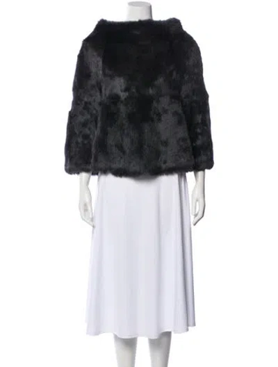 Pre-owned Tory Burch Fur Shawl In Gray