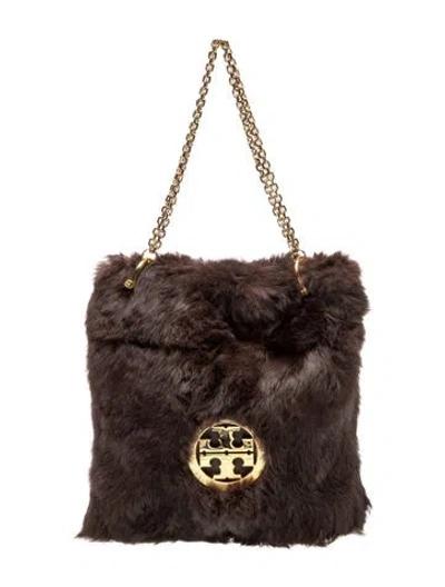Pre-owned Tory Burch Fur Shoulder Bag In Brown