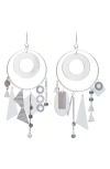 Tory Burch Galaxy Hoop Earrings In Light Silver/white