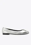 Tory Burch Gap-toe Metallic Leather Ballet Flats In Silver
