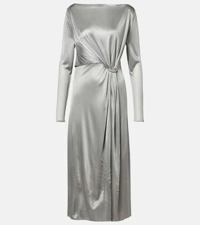 Tory Burch Gathered Jersey Midi Dress In Gray