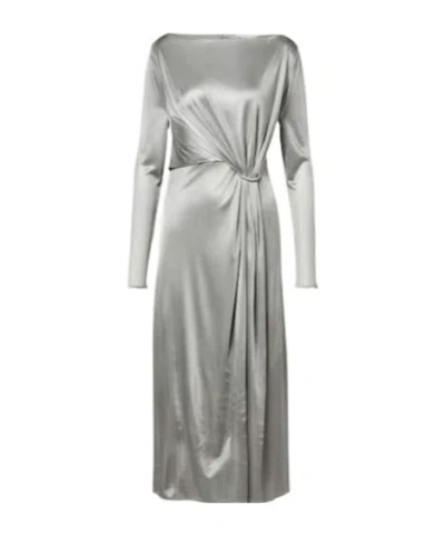 Tory Burch Gathered Jersey Midi Dress In Gray