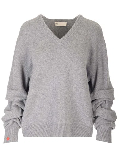 Tory Burch Gathered Sleeves Sweater In Grey